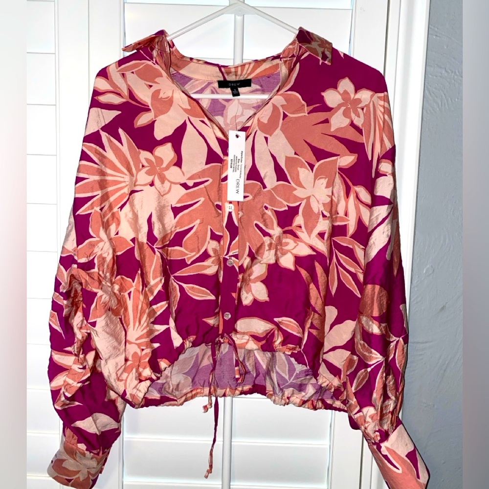 DREW for Anthropologie drawstring crop blouse